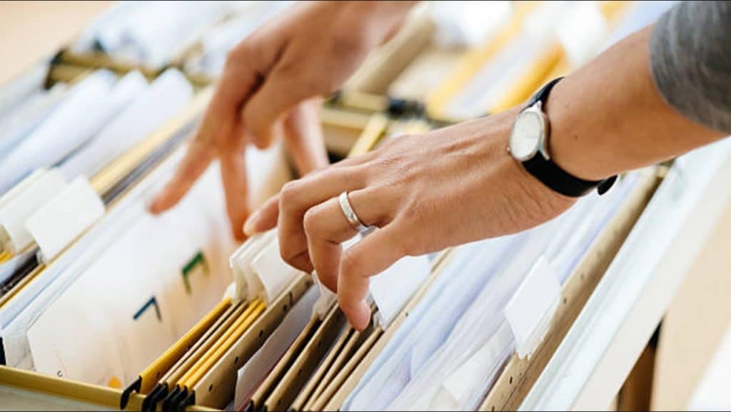 Filing away paperwork